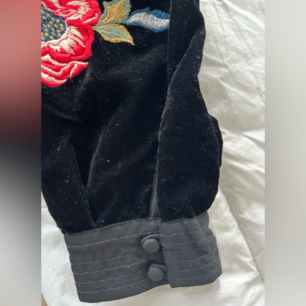 Free People Mia Black Velvet Embroidered Dress - Picture 6 of 7